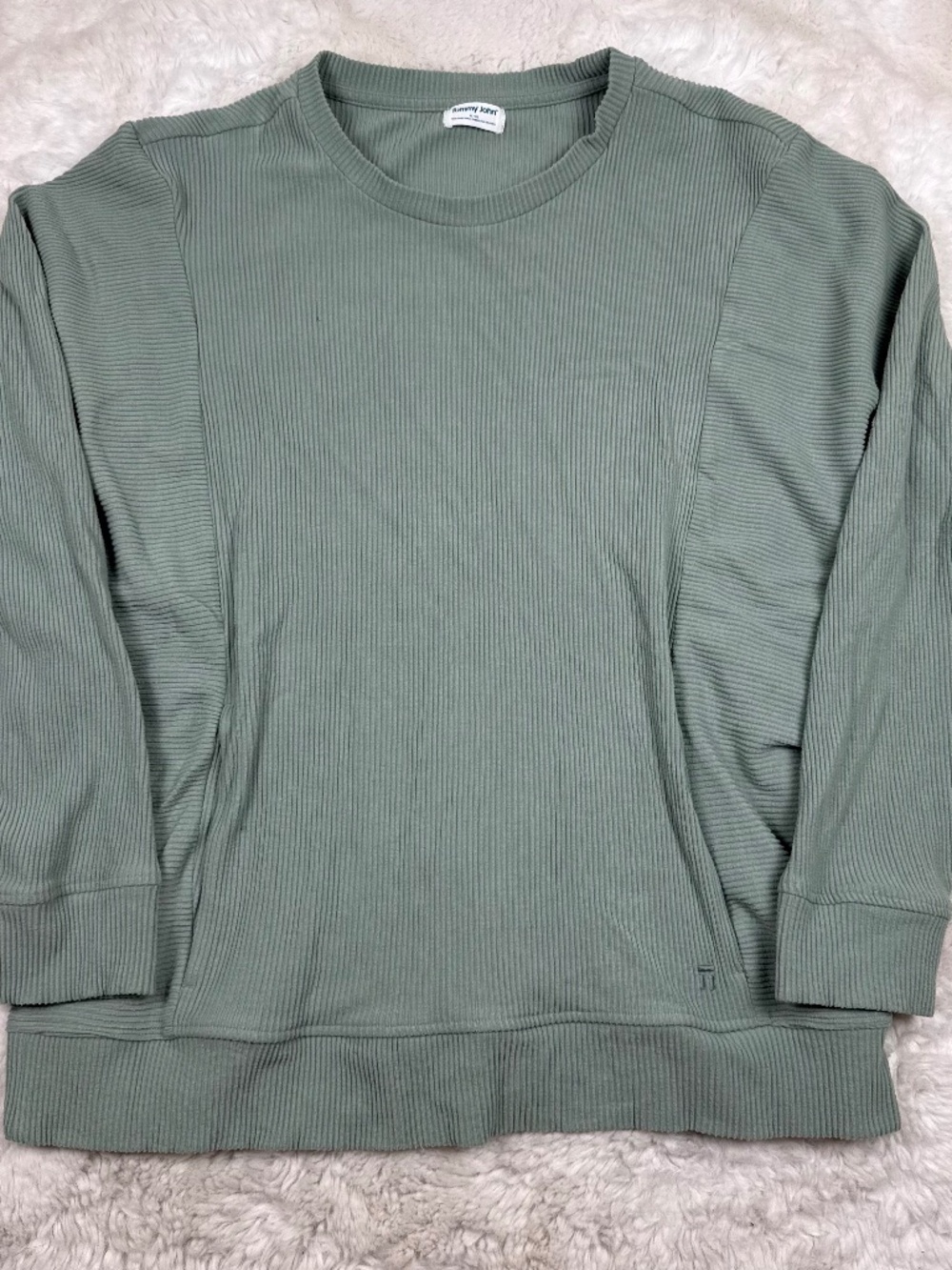 Tommy John Ribbed Crewneck Sweatshirt Kangaroo Pocket Women's XL